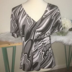 Sunny Blouse *‎ Black & White Art Deco * Size XL